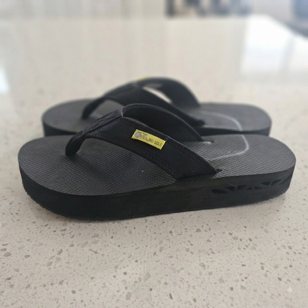 The Healing Sole Womens 10 Mens 8.5 Black Flip Flop Orthotic Plantar Fasciitis